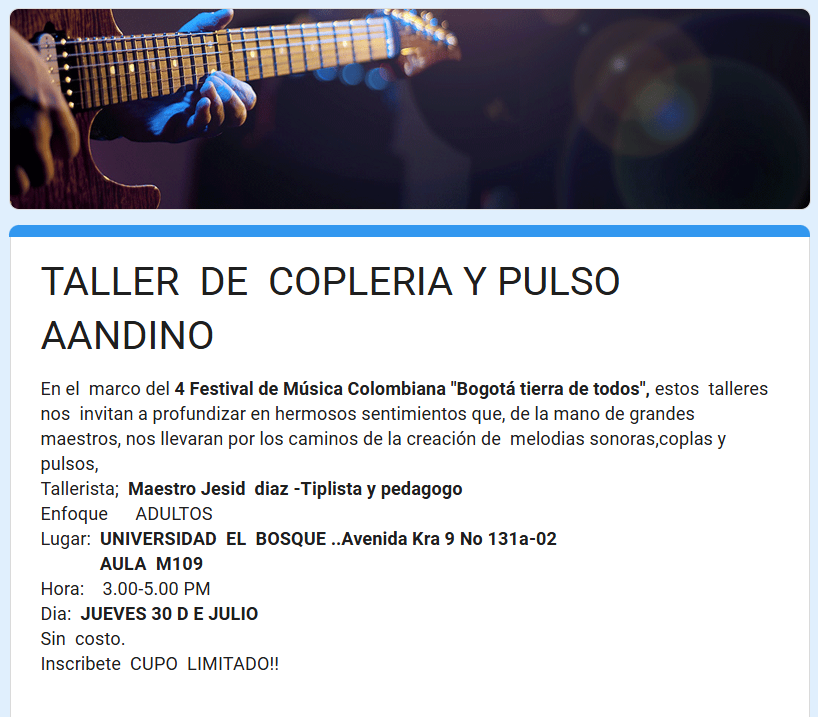 TALLER DE COPLERIA Y PULSO AANDINO